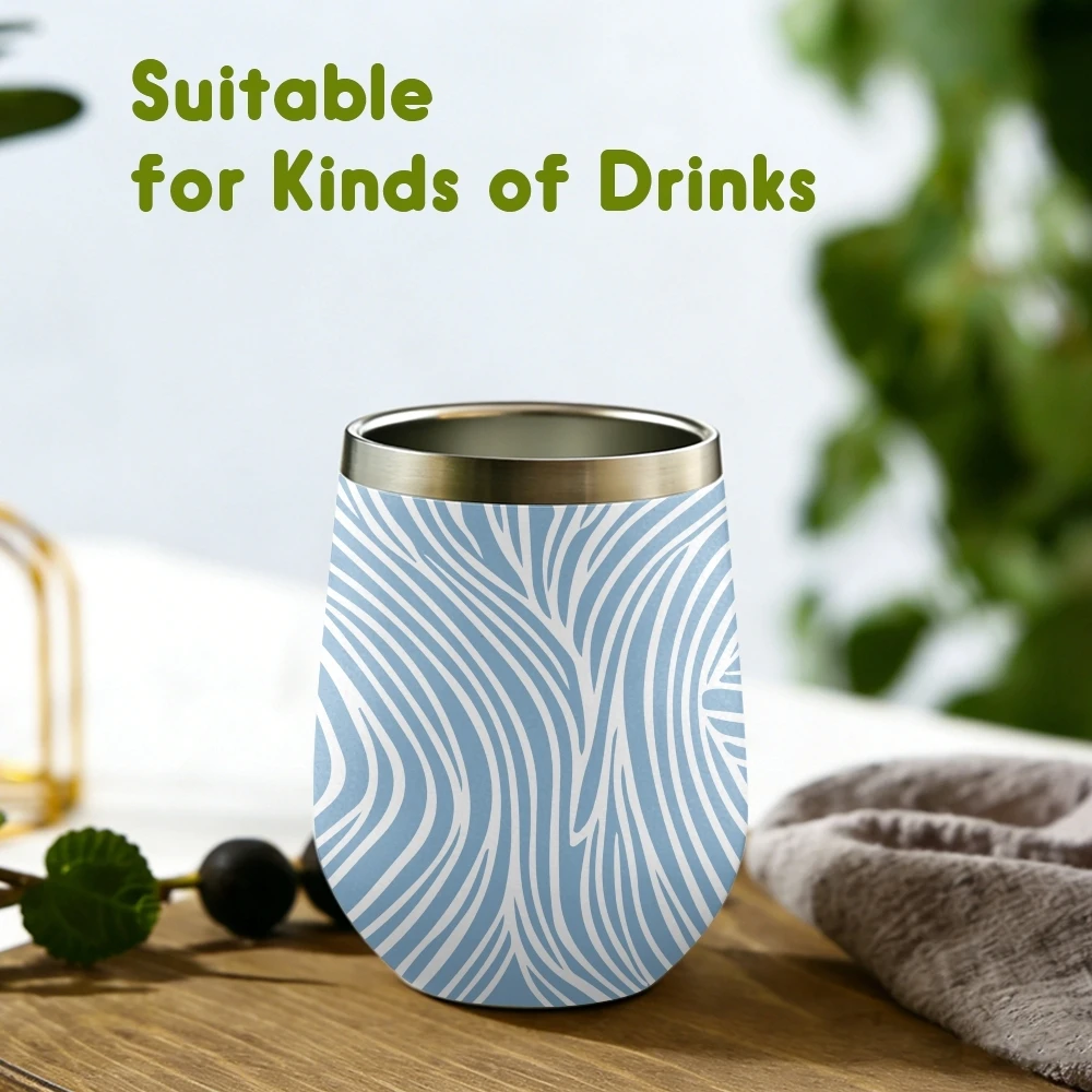 Minimalist Line Art Pattern Vacuum Flasks 12oz Insulated Wine Tumbler Vacuum Coffee Mug Egg Shape Thermos Cup