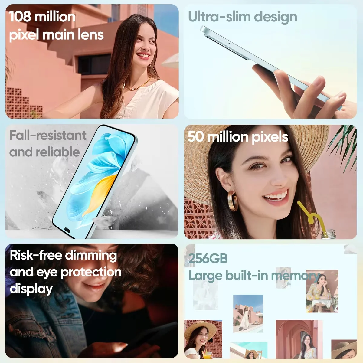 HONOR 200 Lite 5G Smartphone Versión Global 8GB+256GB MediaTek Dimensity 6080 AMOLED 6.7″ 4500mAh 35W SuperCharge 108MP 4