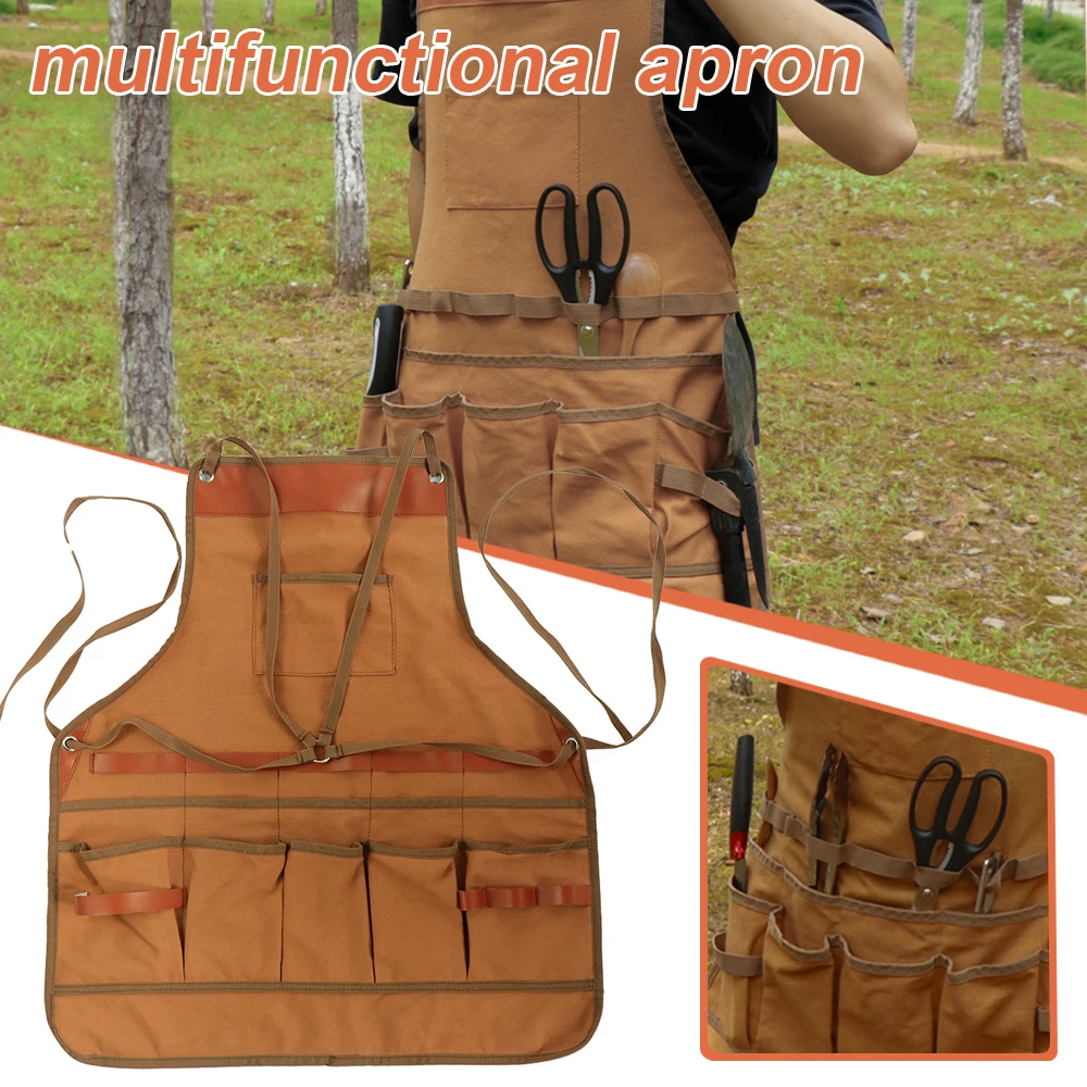 Heavy Duty Canvas Apron With Pockets Lightweight Men's Work Apron For Outdoor