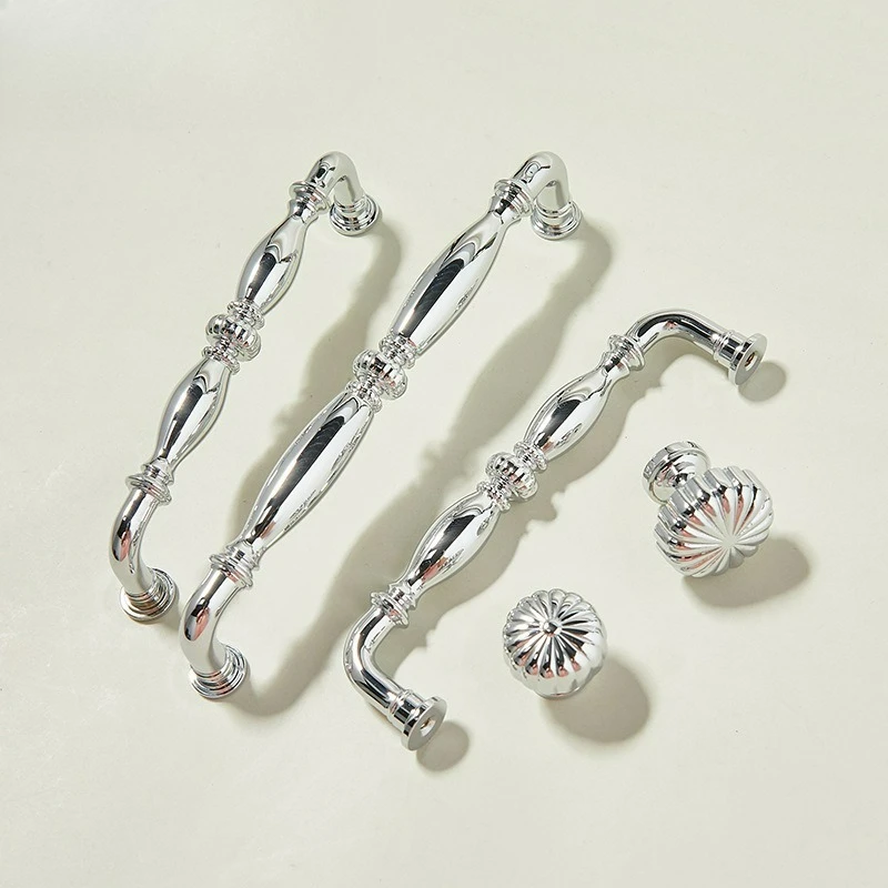 French Silver Brass Shoe Cabinet Drawer Handle American Cream Style Round Ball Modern Minimalist Wardrobe Door Handle
