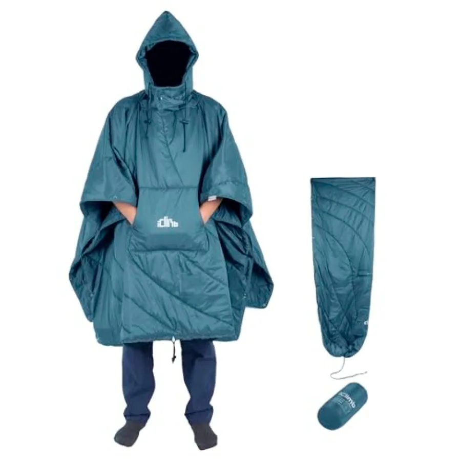 

Hooded 3M Thinsulate Insulation Warm Camping Blanket Wearable Poncho Ultralight Compact