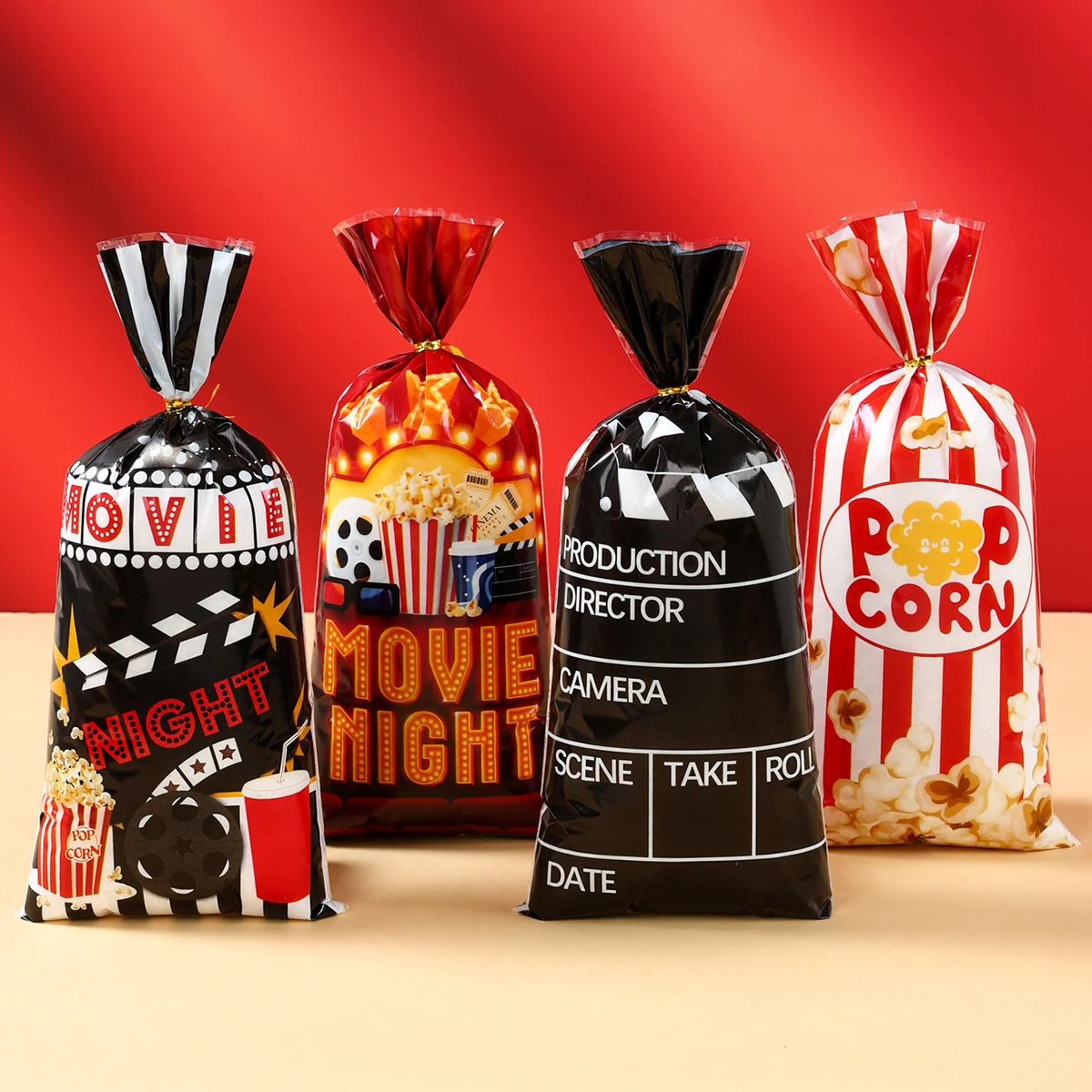 25/50/100pcs Movie Night Packaging Cndy Bags Containers Bulk Individual Bags Goodie Candy Tray Small Party Decor Supplies 2024