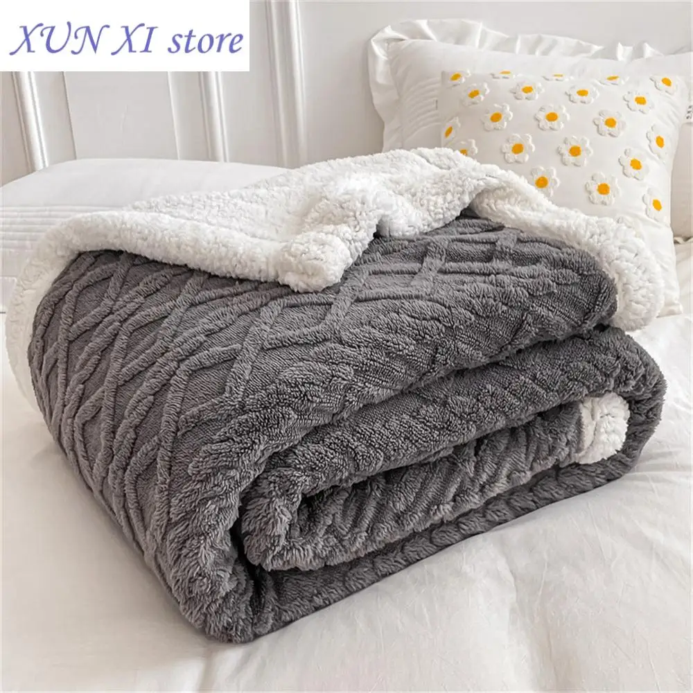 New Fleece Plaid Blanket Adults Kids Thick Wool Blankets Duvet Double Sided Sofa Bed Cover Soft Warm Winter Throw Bedspread