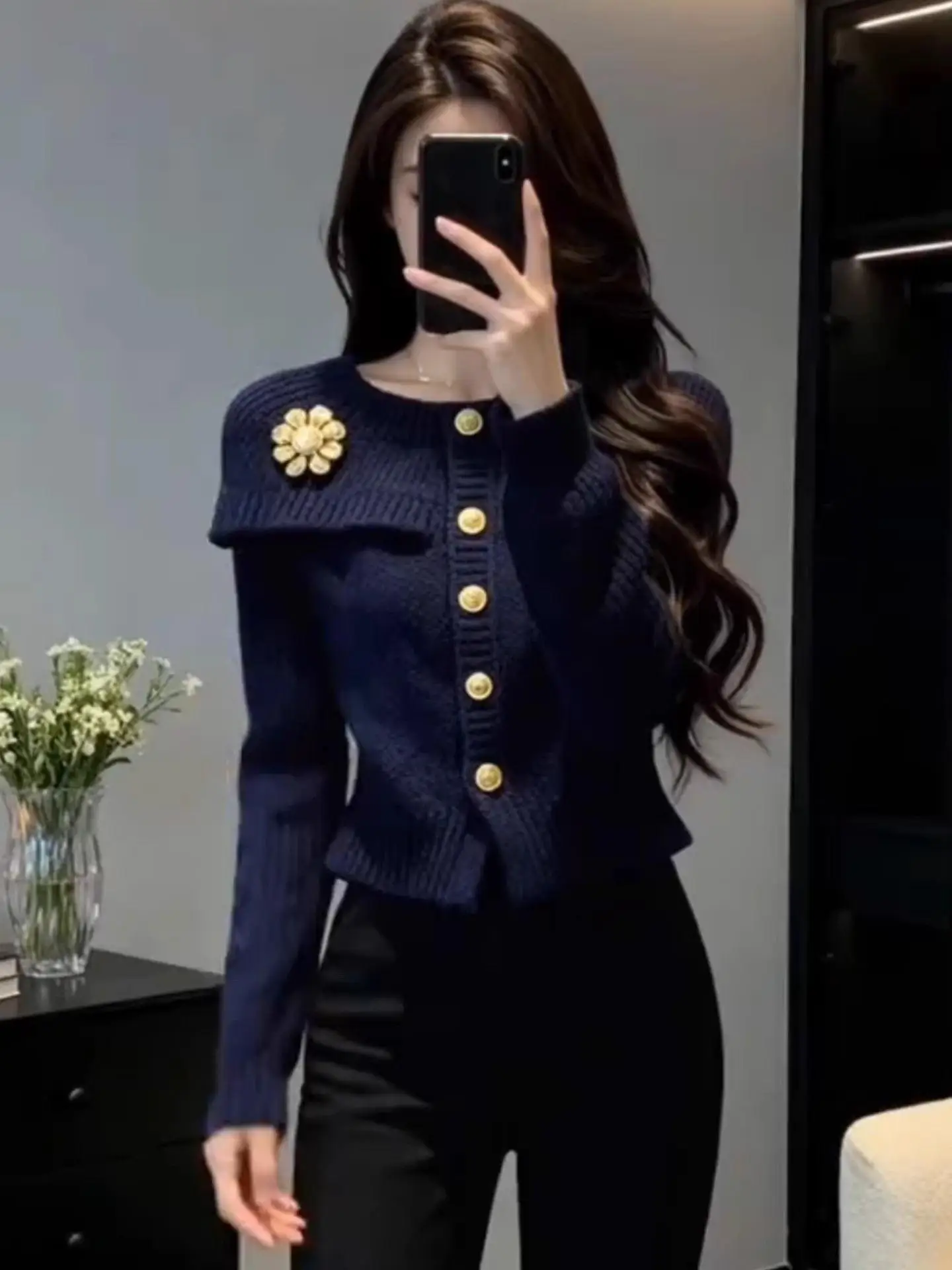 

Ele Light Mature Sle Knitted Cowl Ne Sweater Women's Autumn Winter Faionable Unique Personali Fraance Sle Lon...