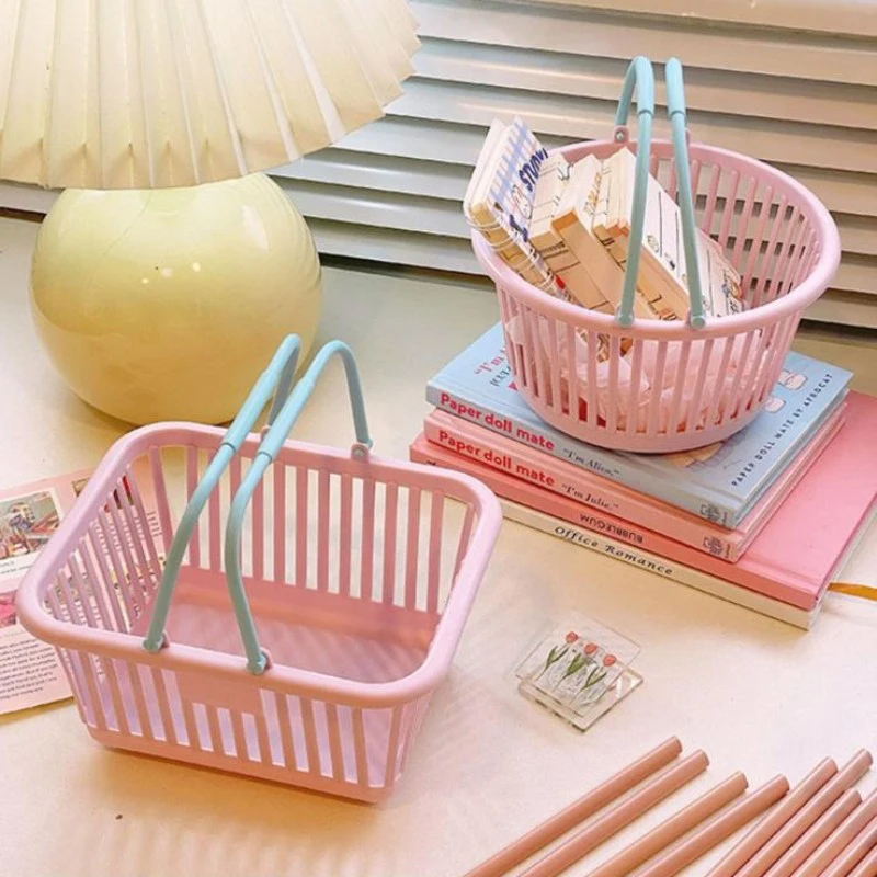 

Kitchen Storage Basket Hollow Portable Shower Bath Baskets Desktop Fruit Baskets Child Toys Snack Plastic Organizer