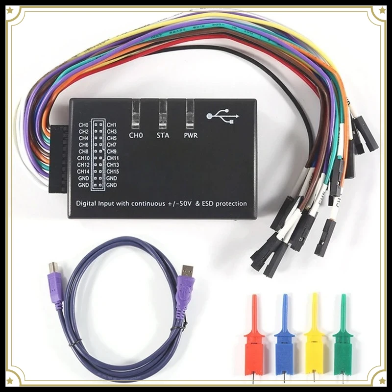USB Logic Analyzer 100M Sampling Rate 16 Channels Multi-system Compatible Debug Instrument For Circuit Digital Signal Testing