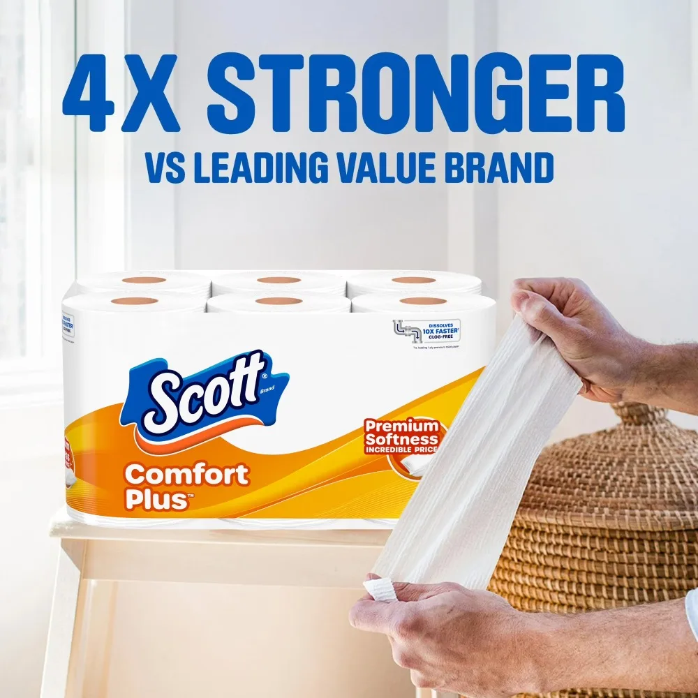 Ultra Soft Toilet Paper 12 Mega Rolls Bathroom Tissue Strong and Absorbent Eco Friendly Septic Safe Biodegradable view 3