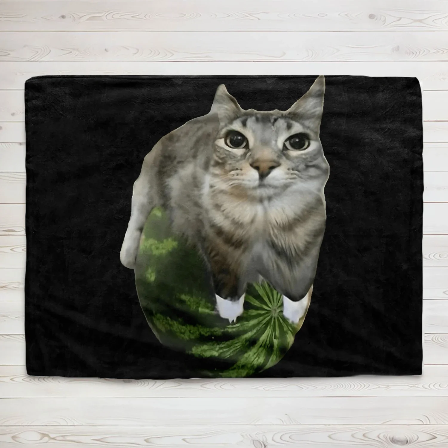 

XCM Watermelon Cat Meme Printed Throw Blanket for Bed Sofa Office Travel Soft Camping Leisure Fan Favorite