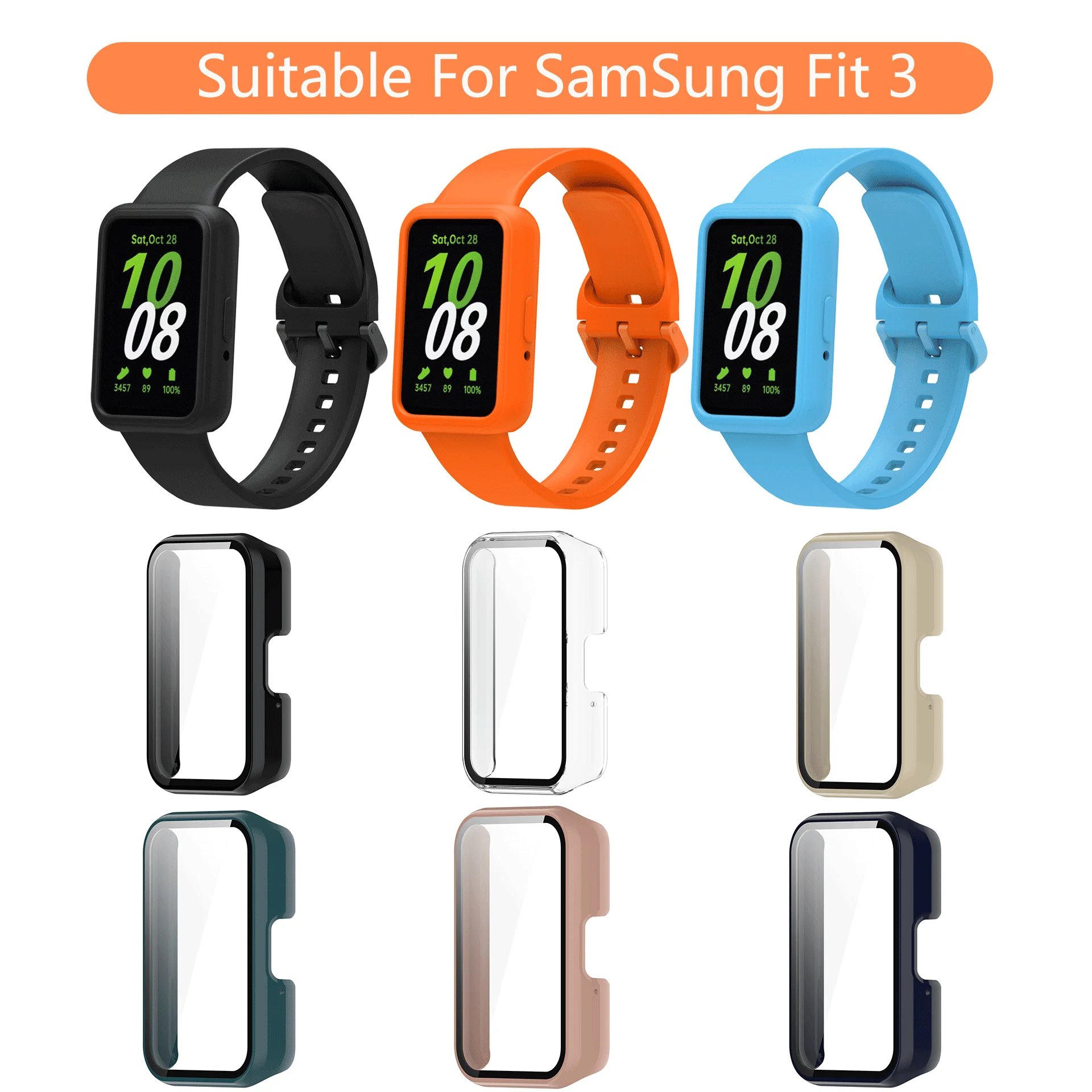 

Silicone Strap+Case for Samsung Galaxy Fit 3 Smart Watch Replacement Bumper Shell Cover For Samsung Galaxy Fit3 band Accessories