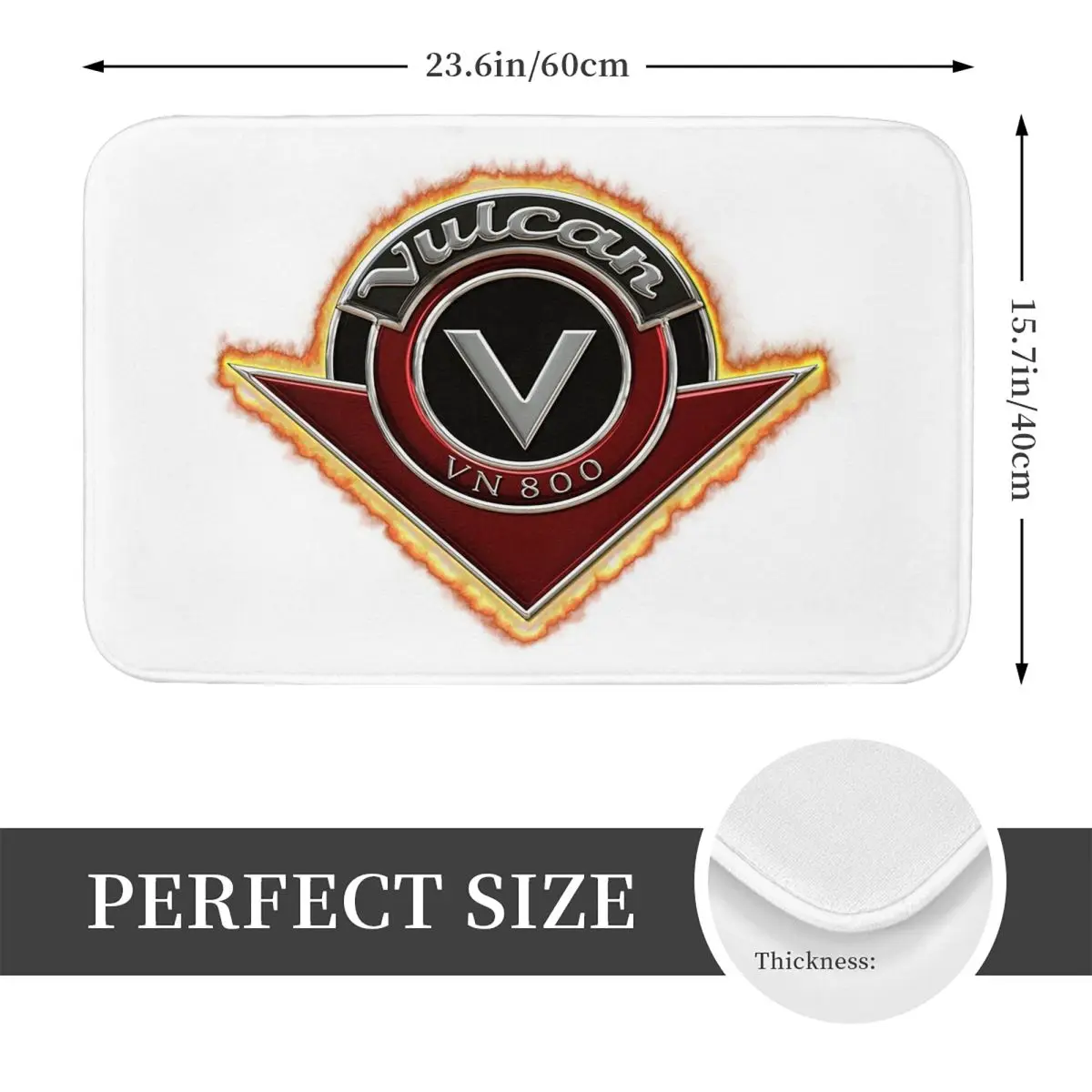 Motorcycle Vulcan VN 800 Logo 2 Flames Non-slip Doormat Floor Mat Carpet Rug for Kitchen Entrance Home Balcony Footpad Mats