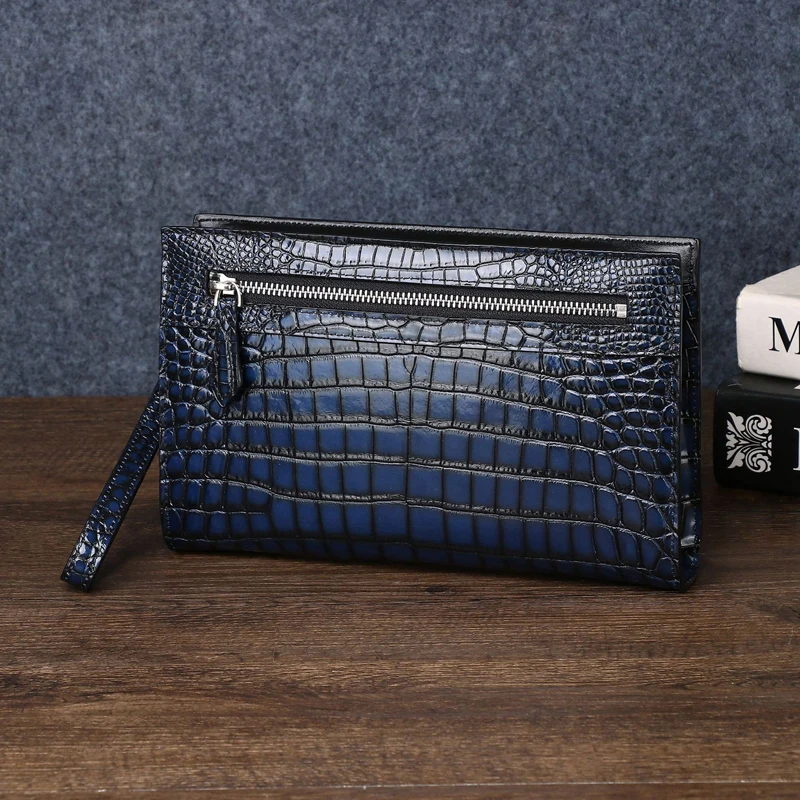 

Зимняя новая мужская сумка-клатч из крокодиловой кожи, высококачественный конверт из натуральной воловьей кожи, клатч, большая вместительная мужская сумка