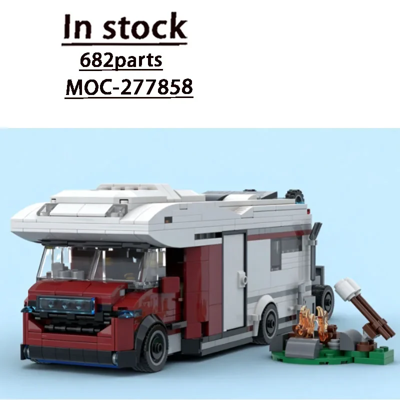 Building Block Model MOC-277858 City Outdoor Traffic Global Travel Camping RV 682 Pieces Creative Adult Birthday Custom Toy Gift