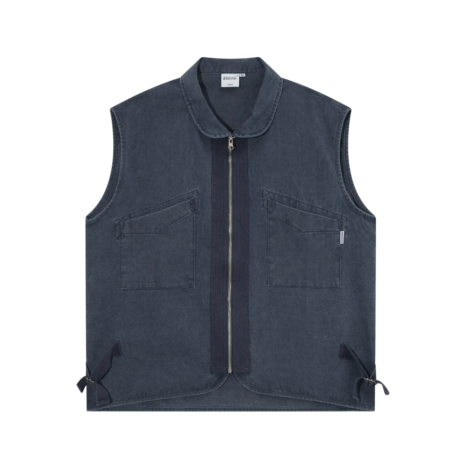 

American Retro Fashion Cargo Vest Men Streetwear Fashion Loose Casual Washed Cotton Lapel Vest Sleeveless Jacket Men's Waistcoat