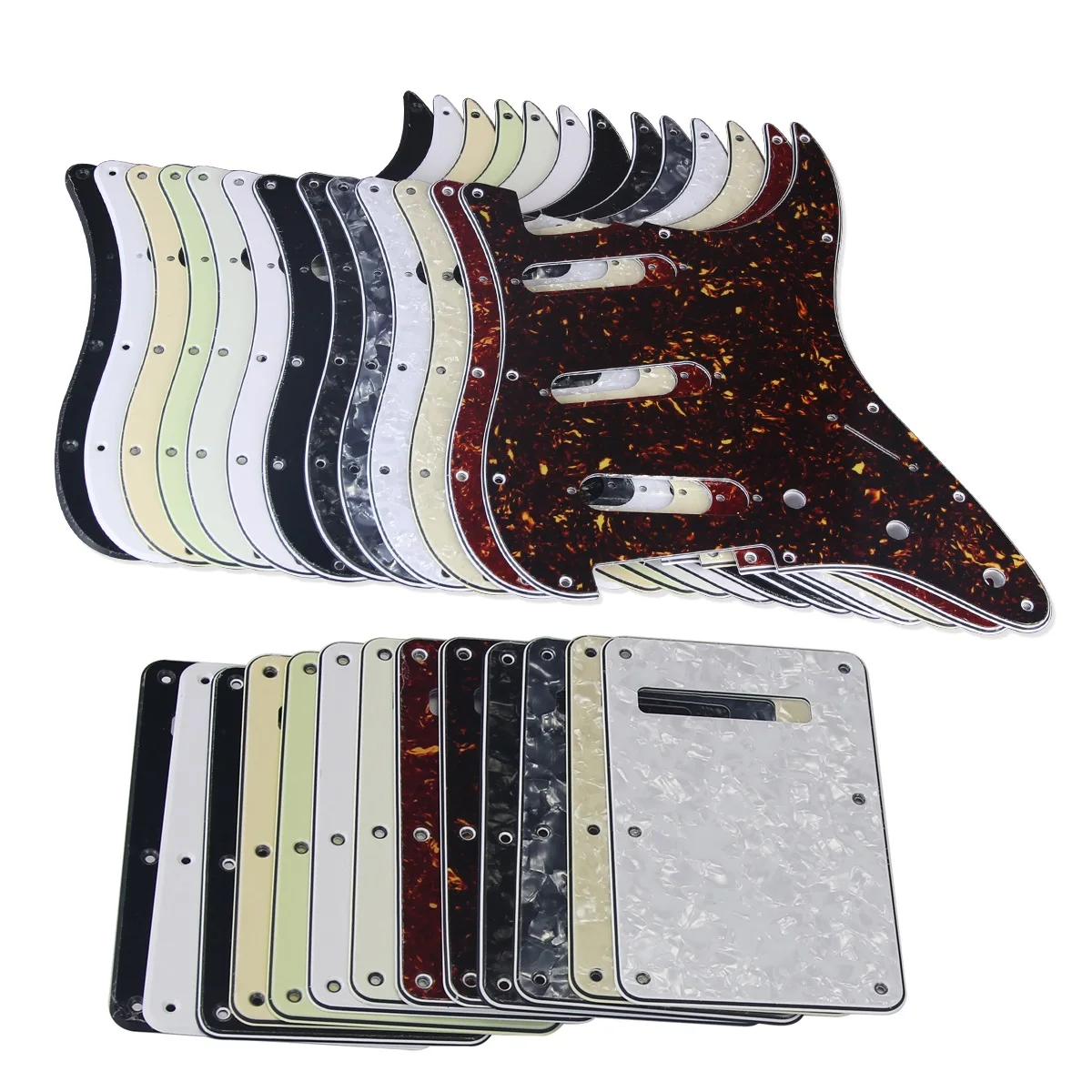 FLEOR ST SSS Electric Guitar Pickguard 11 Hole Scratch Plate & Back Plate & Screws, 13 Colors Choose