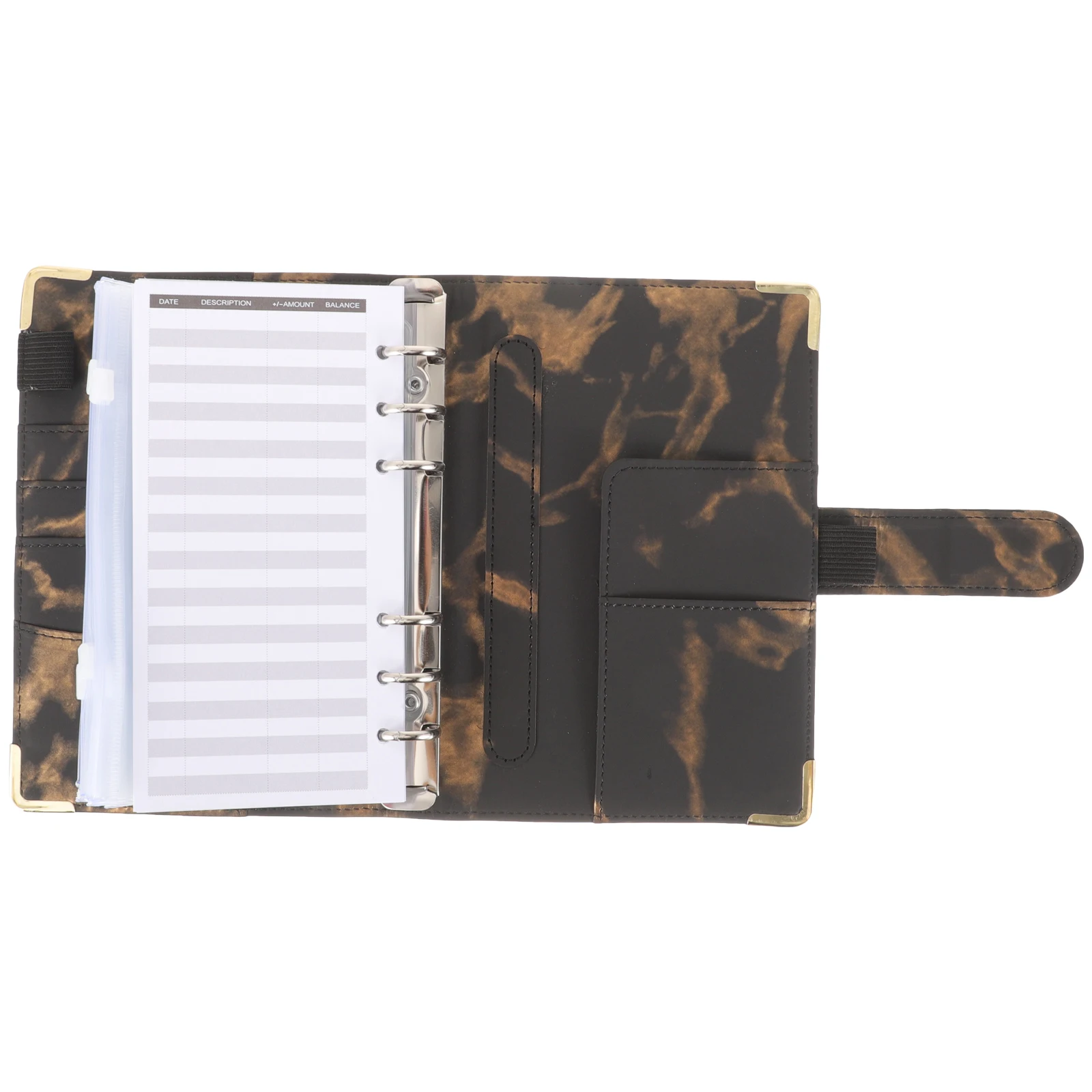 

1 set Pvc Binder with Zipper Envelopes Stickers for Organizer Ledger A6 Sheets Portable File Folder