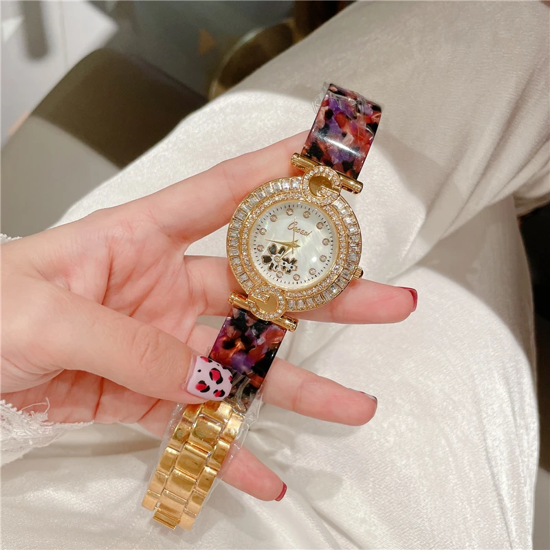 Cacaxi Luxury Fashion Women Quartz Watch Set Plastic Strap Ladies Wristwatch Alloy Bracelet Female Clock Reloj Mujer A186