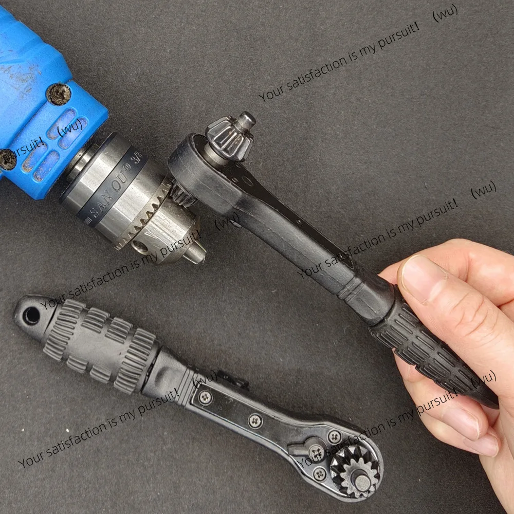 

Сверлильный патрон 2-в-1, ключевой ключ, ручная черная быстрая трещотка, двойное использование на обоих концах, закаленное и эффективное крепление.