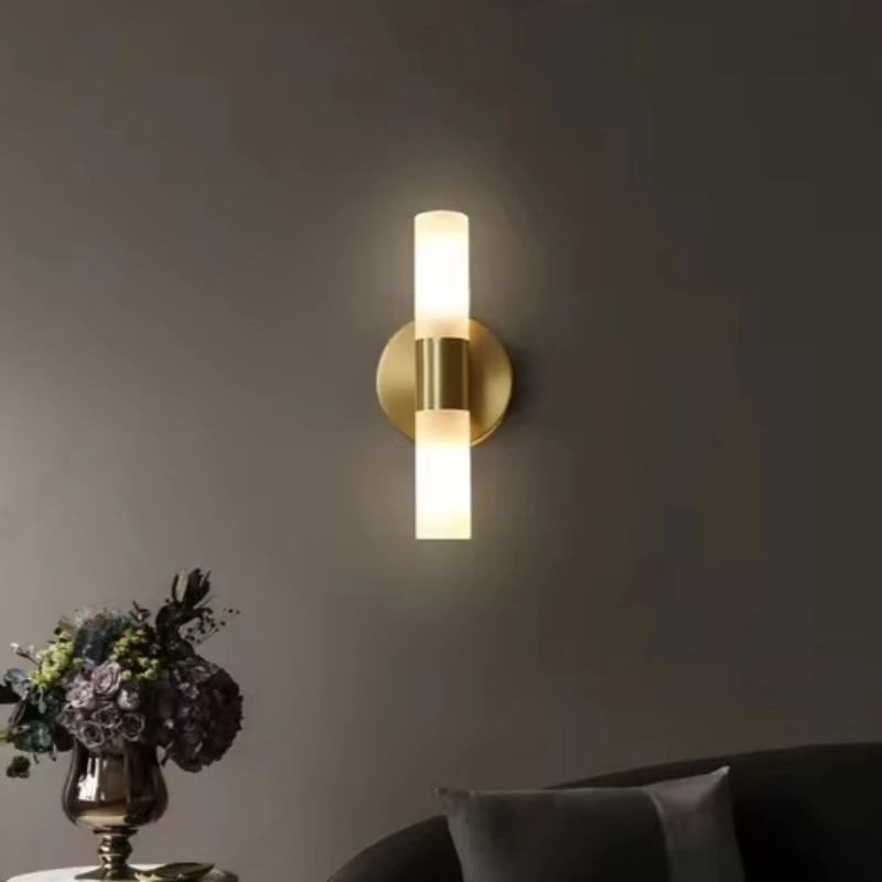 European Minimalist All-Copper LED Wall Lamp Glass G9 Light Fixture for Bedroom Bedside Living Room Corridor Home Decor Lighting
