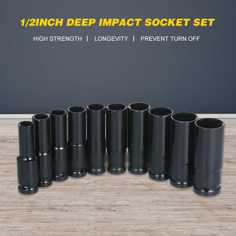 1/2 Inch Drive Impact Socket Set 8-24mm/8-17mm/8-19mm 6-Point Impact Socket Set Hex Wrench Socket Adapter Extension Sleeve Head