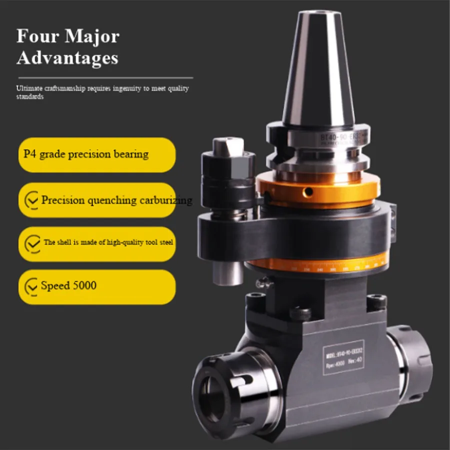 CNC machining center double headed steel shell BT40-BT50 right angle milling head 90 degree angle head ...