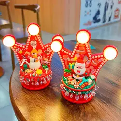 Festive Christmas DIY Night Light with Santa Snowman Tree Ornaments for Holiday Home Decoration