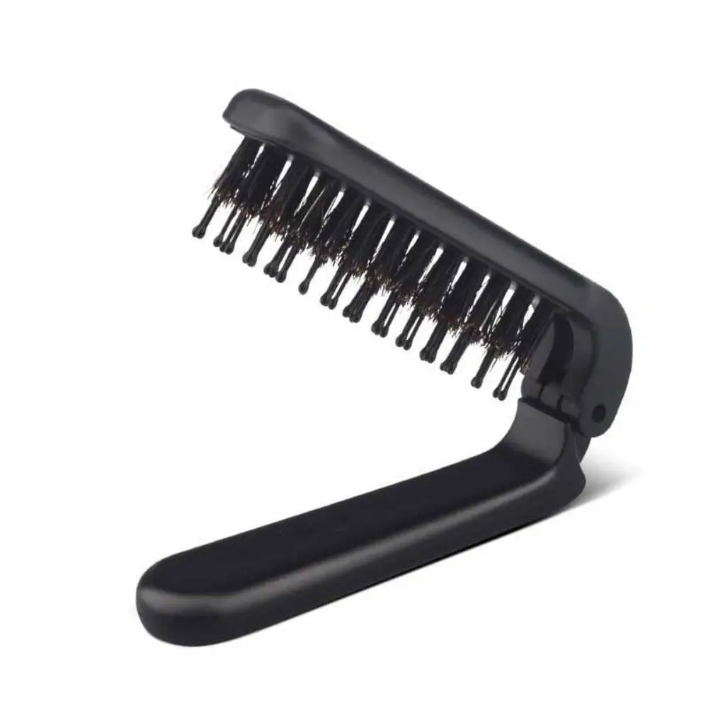 Portable Plastic Eyebrow Comb Straight Curly Hair Dual Use Pig Mane Folding Comb Beard Brush Massage Comb Straight Roll Comb