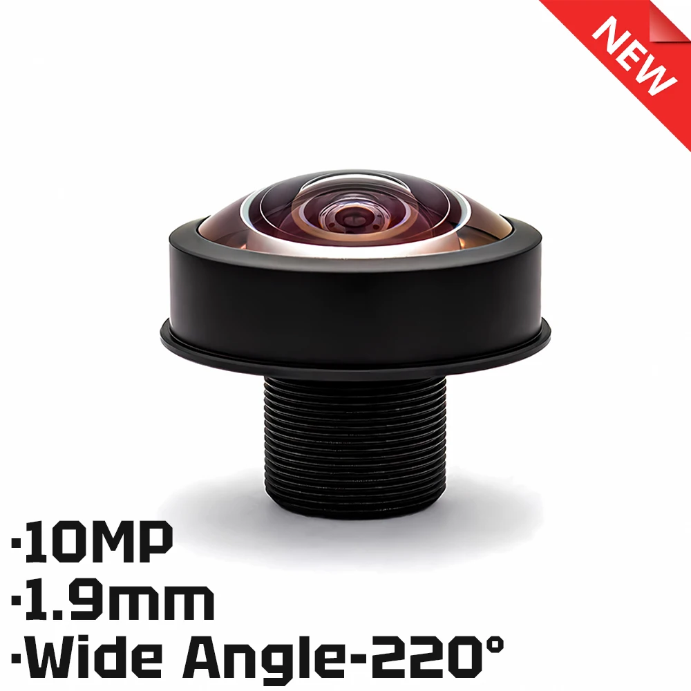 Camera Lens CCTV HD 10MP 1.9mm 220° Wide Angle Aperture F2.0 Format 1/1.6
