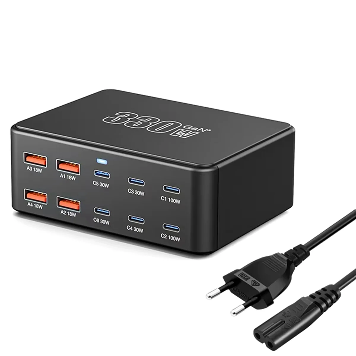

Y60A 330W USB C GaN Charger 100W PD3.0 QC3.0 Multiport Fast Charging Station for 16 EU PLUG