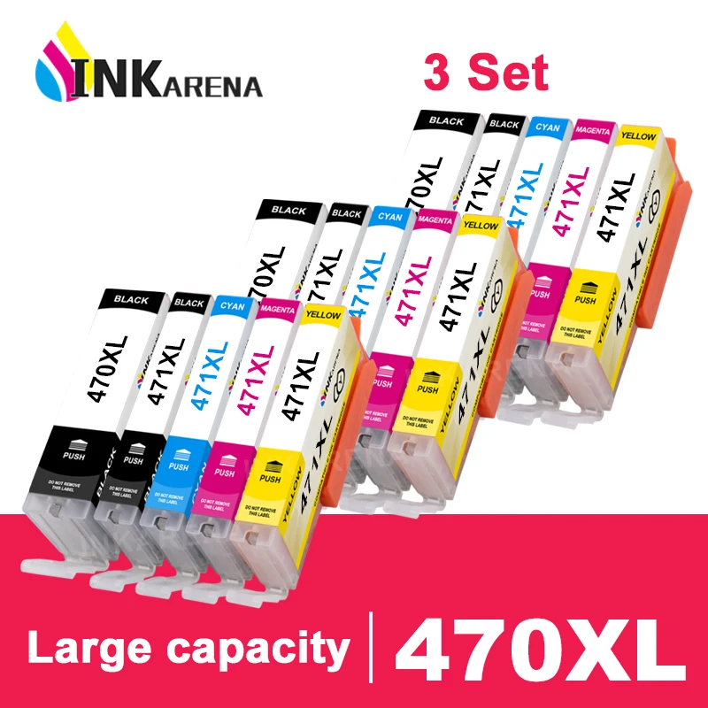 INKARENA 15Pcs For Canon 470 471 PGI470XL CLI-471XL PGI470 Ink Cartrdige For CanonPIXMA MG7740 PIXMA TS8040 TS9040 Printer