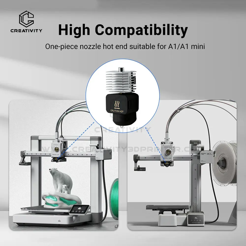 Hotend Kit For Bambu Lab A1 A1 Mini One-Pieace Stainless Steel Nozzle Hotend 0.2/0.4/0.6/0.8mm For Bambulab A1 A1Mini 3D Printer
