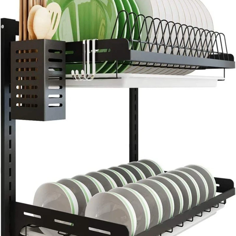 

Wall-mounted shelf Double-layer dish rack Drain bowl and chopstick fruit rack Drain rack