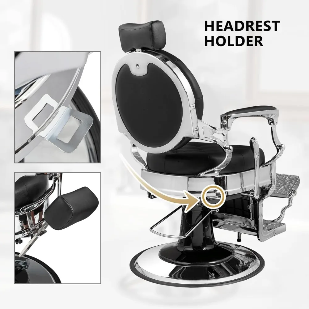 Vintage Barber Chair All Purpose Heavy Duty, Hydraulic Recline Salon Beauty Styling Chair Retro, 360 Degree Swivel for  chair