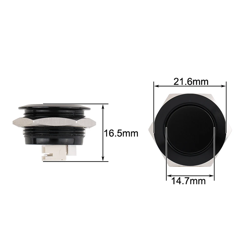 1PC Ultra Short Push Button Switch Waterproof 19mm Momentary High/Flat Round With 2 Wires Buttons 2 pin 1NO  Without LED