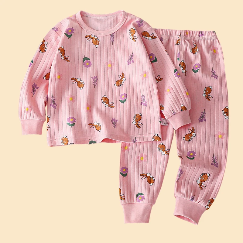 Set per bambini CottonLong Sleeve Home Sleepwear Abbigliamento per bambini Ragazzo Ragazza Autunno inverno Top Pantaloni Abiti Abbigliamento per bambini