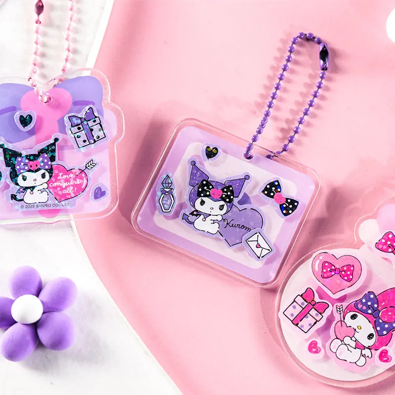 8pcs Sanrio Stickers Decorative Guka Set Kuromi Melody Hand Account Sticker With Tweezers Pendent Student DIY Sticker Toys Gifts