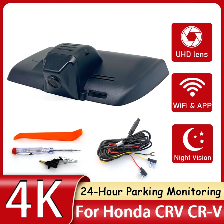 Hidden Dash Cam For Honda CRV CR-V 2016 2017 2018 2019 2020 2021 4K Dash Cam for Car DVR WIFI Camera,24-Hour Parking Monitoring