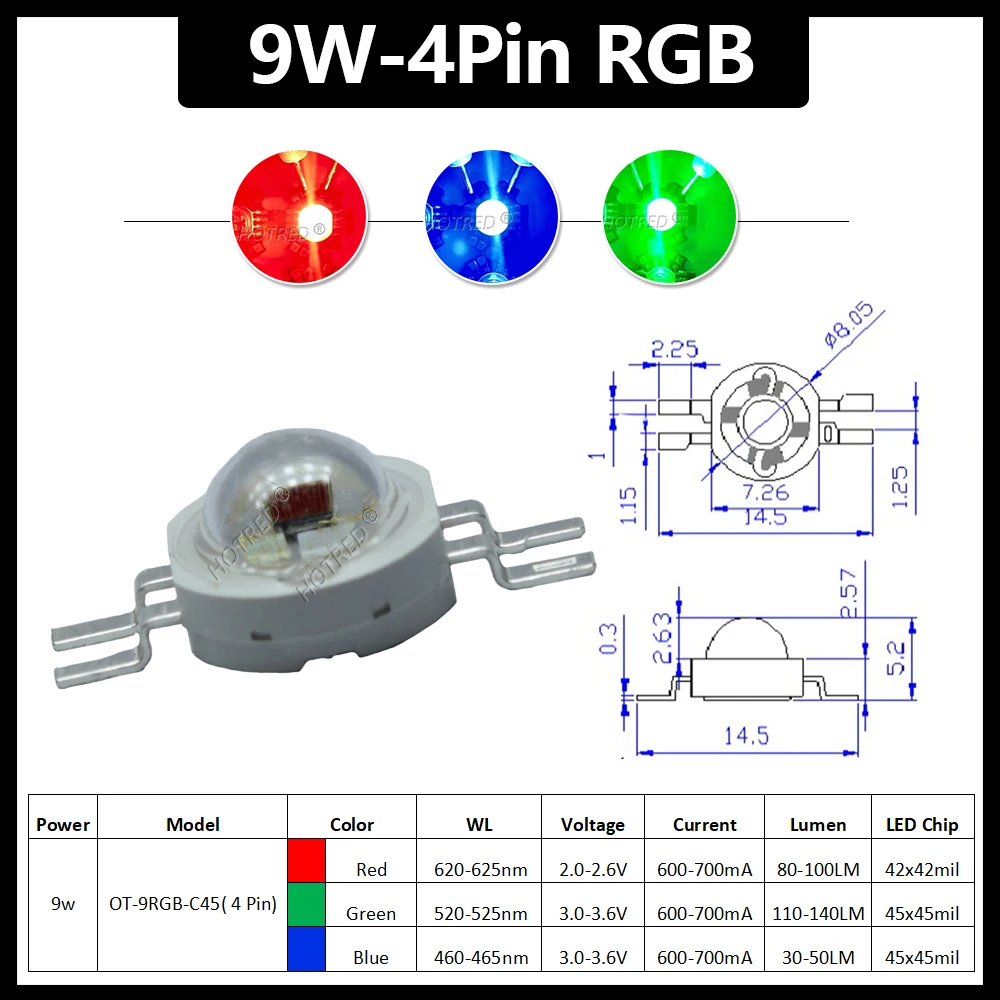 1-100pcs 3W 4W 5W 6W 15W 18W High Power LED RGB RGBW RGBWY RGBWYV 4pin 6pin 8pin 10pin 12pin Colorful Chip Stage lights Source