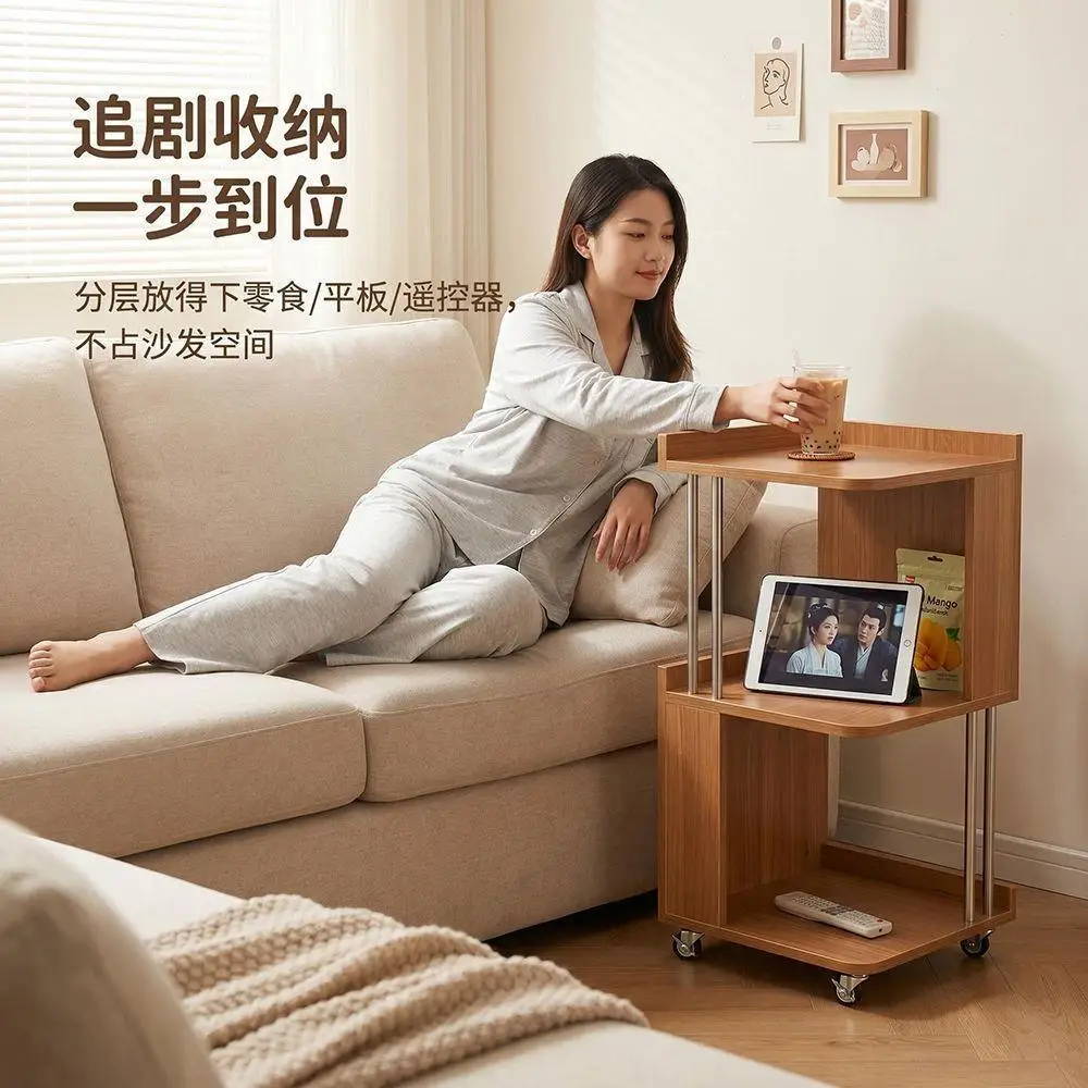 Movable and storable storage on wheels, bedside cart, narrow-edge table