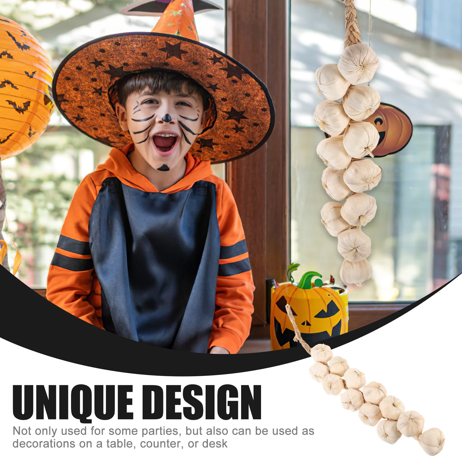 

1Set Simulation Garlic Halloween Decorations Lifelike Artificial Vegetables Party Props Realistic Garlic String