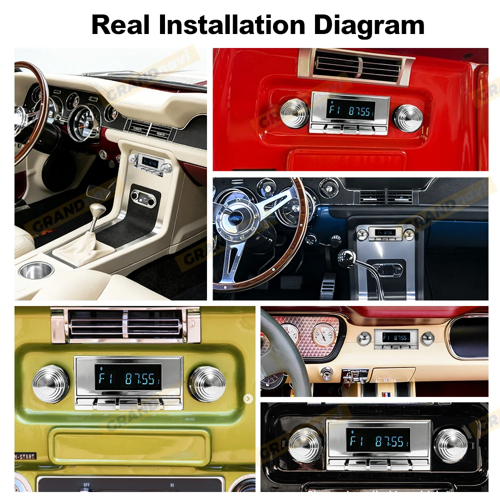 1DIN Retor Car Radio Vintage MP3 Player FM AM RDS Bluetooth For Ford F-Series Ranchero Bronco Mustang Galaxie Falcon Thunderbird view 2