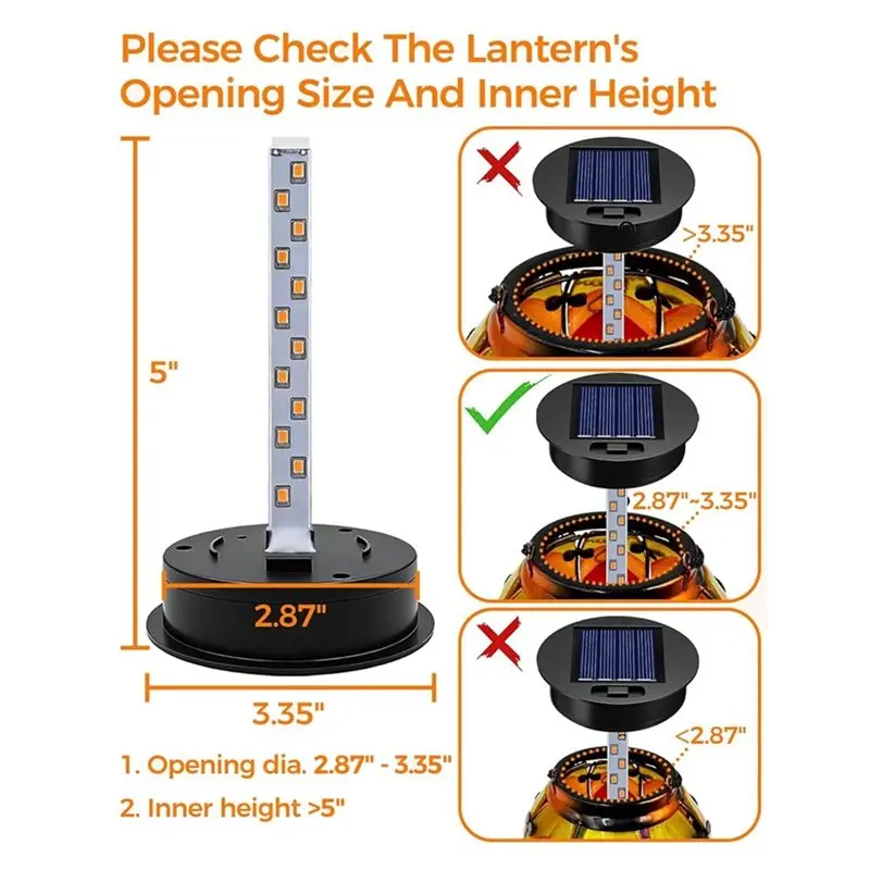 ABRU-Flickering Flame Solar Light Replacement Top(2 Pcs) Waterproof Solar Panel Lantern Light Replacement Parts view 6