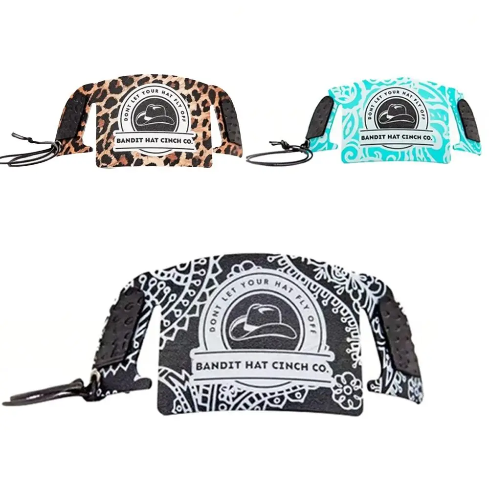 Portable Leopard Cowboy Hat Cinch Detachable with Lanyard Hat Rope Keychain Hat Strap Outdoor