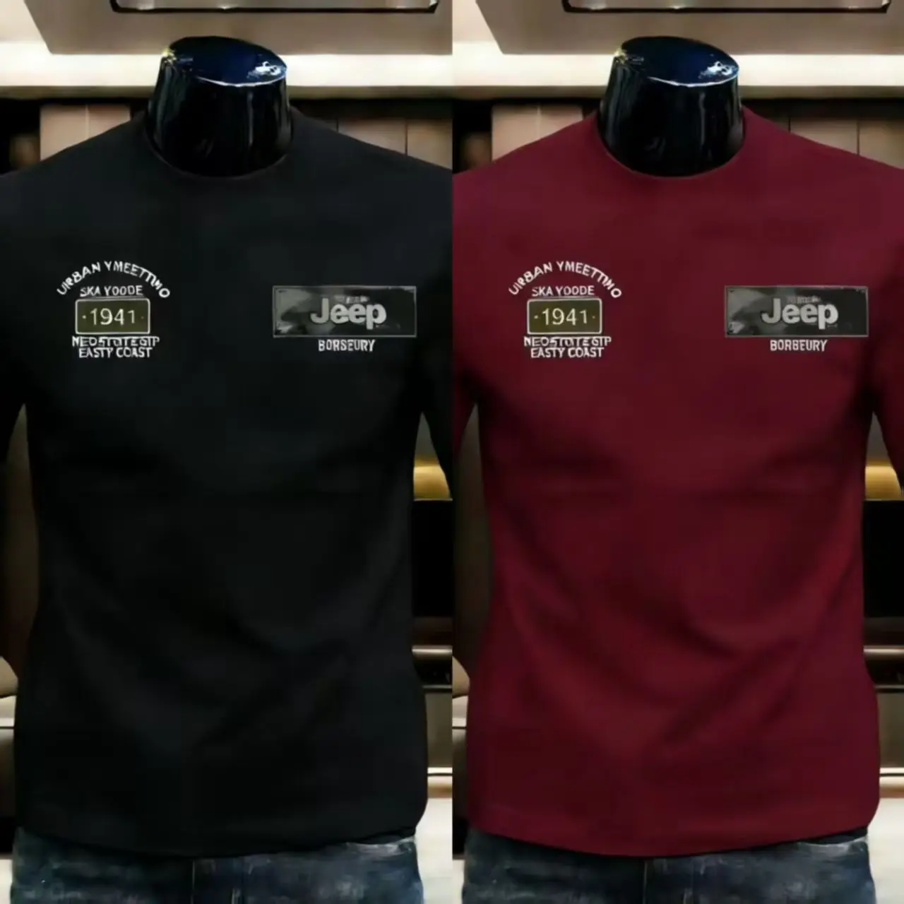 Jeep 2026 New Men's 230G Pure Cotton Short Sleeve 2-Piece Set