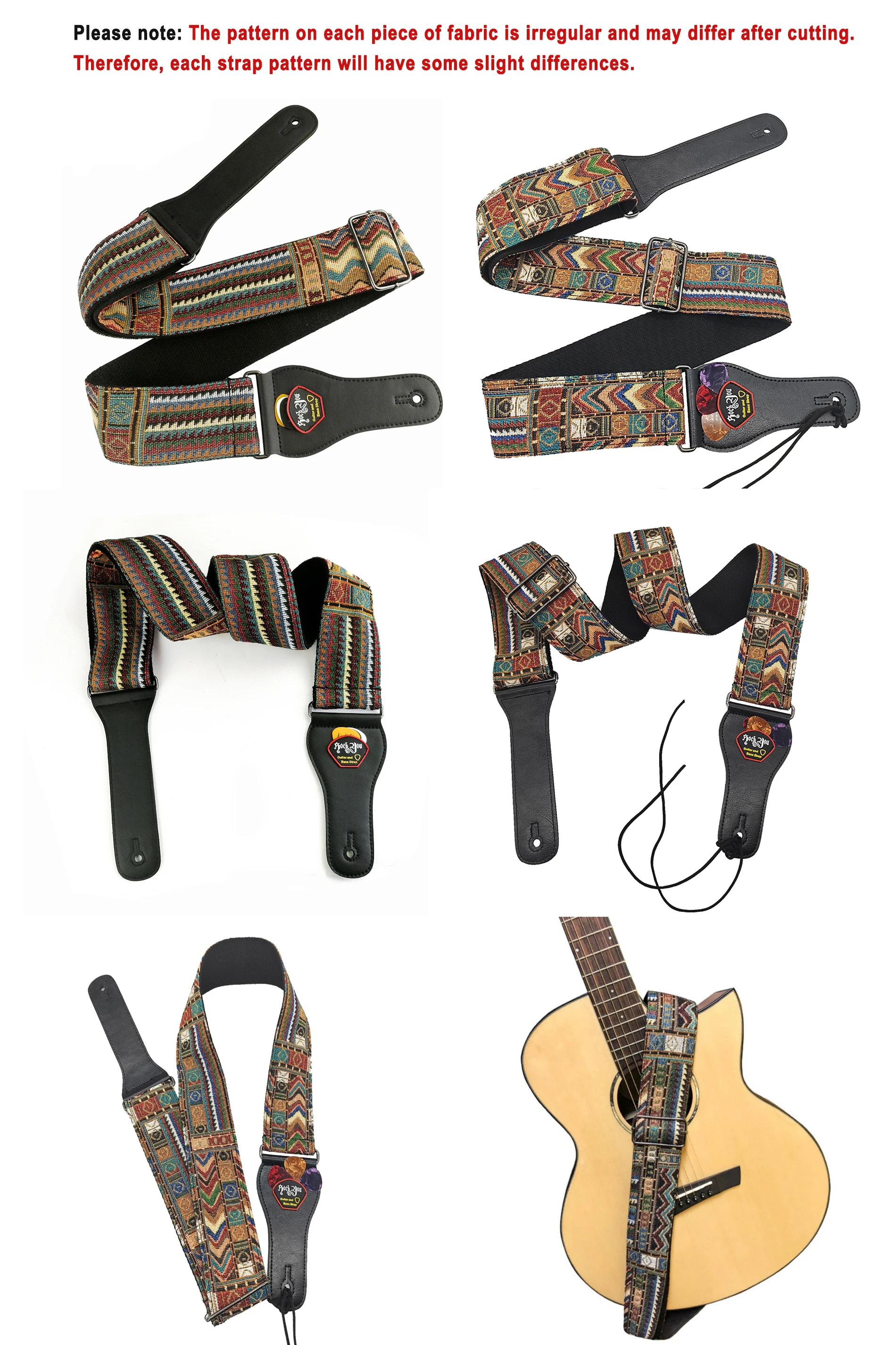 New High Quality Cotton Guitar Strap Acoustic Guitar Strap Electric Bass Guitar Strap Adjustable Length Widen 6.2 Cm