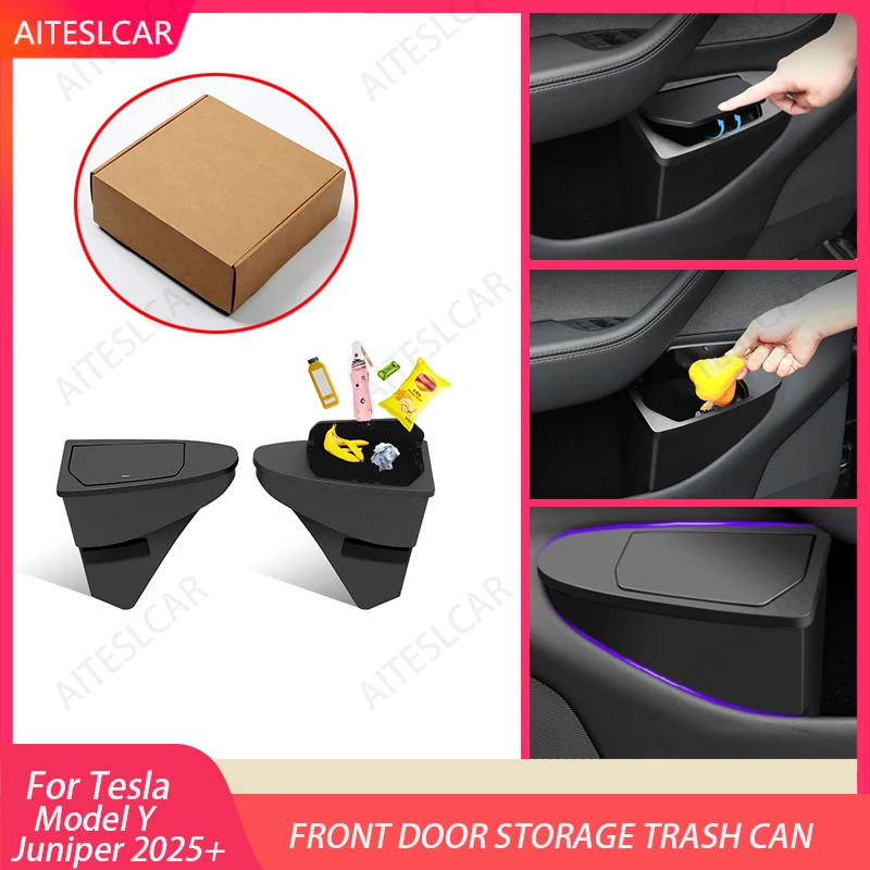

Для Tesla Model Y Juniper 2025 мусорный бак для хранения передней двери, ящик для хранения дверей автомобиля, многофункциональный ящик для хранения, автомобильные аксессуары