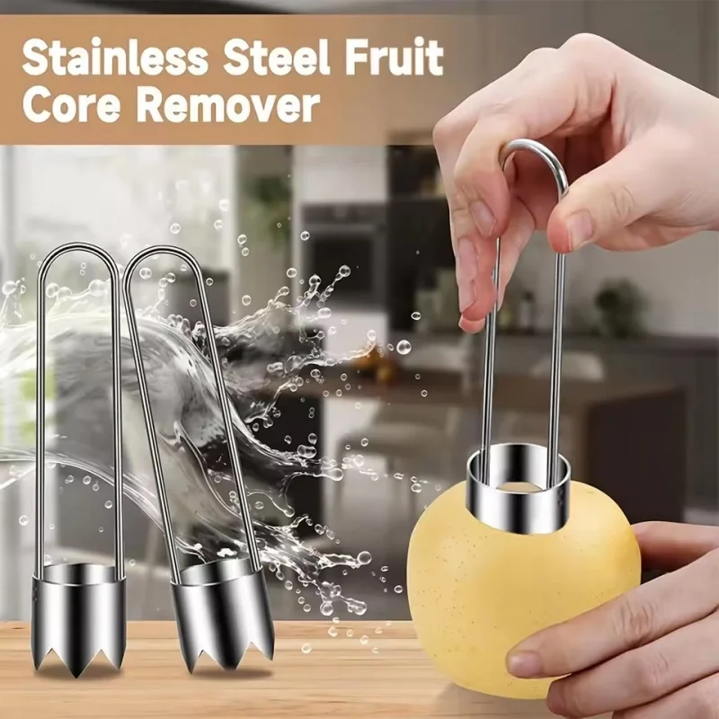 

1pc New Stainless Steel Fruit & Vegetable Corer | Red Bell Pepper Seed Remover, Universal Tool for Apple, Pear, Tomato & Pepper