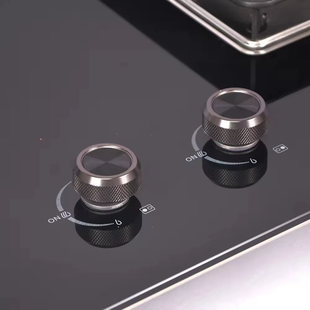 Cucina domestica Stufa a gas incorporata a 2 fuochi Piano cottura a gas a doppio piano cottura in vetro temperato