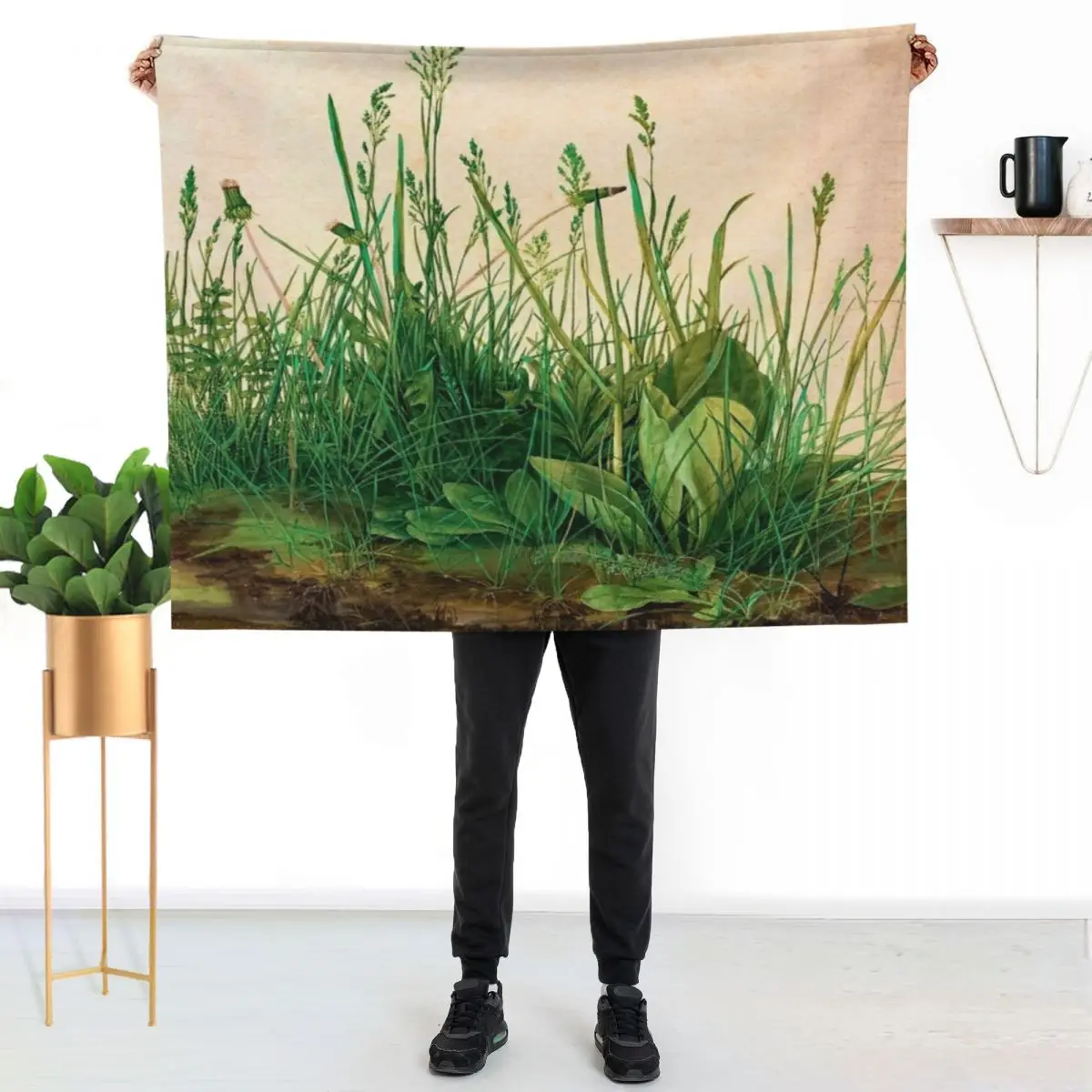 Albrecht Durer - The Great Piece of Turf, (1503), artwork by Albrecht Durer Throw Blanket Camping Heavy Multi-Purpose Blankets
