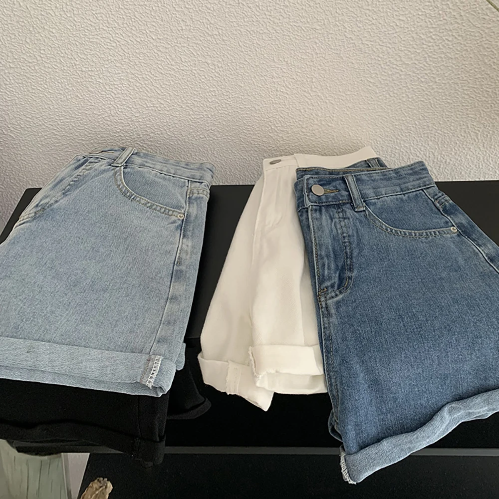 トレンドのカールAラインデニムショートパンツ レディース 夏 ハイウエスト スリム ロールド ジーンズショートパンツ 2025 新作 ガールズ カジュアル スリム ホットパンツ