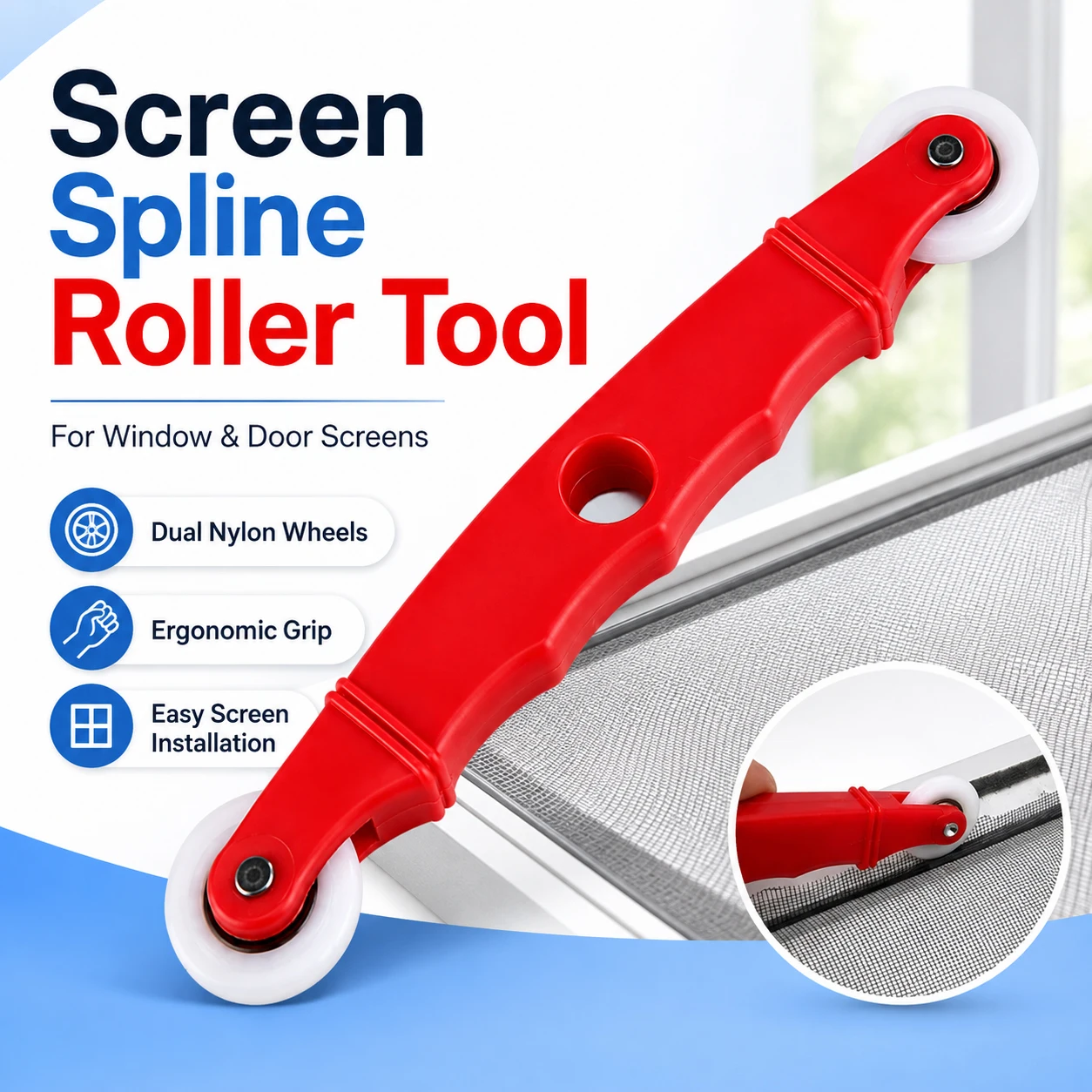 1-5Pcs Durables Rubber Wheel Splines Roller, Hand Tool for Window Screen Installation, Screen Door Rolling Repair Tool